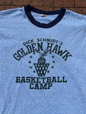 Screen Stars Blue Heather Tee with Navy Ringer